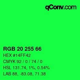 Color code: RGB 20 255 66 | qconv.com