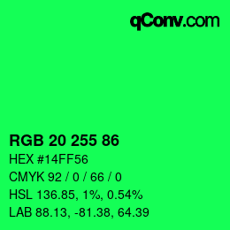 Color code: RGB 20 255 86 | qconv.com