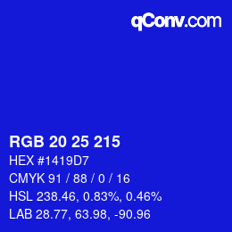 Color code: RGB 20 25 215 | qconv.com