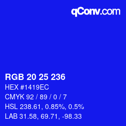 Color code: RGB 20 25 236 | qconv.com