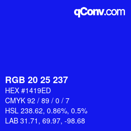Color code: RGB 20 25 237 | qconv.com