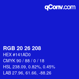 Color code: RGB 20 26 208 | qconv.com