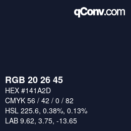 Color code: RGB 20 26 45 | qconv.com