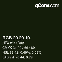 Color code: RGB 20 29 10 | qconv.com