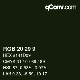 Color code: RGB 20 29 9 | qconv.com