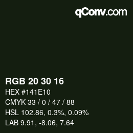Color code: RGB 20 30 16 | qconv.com