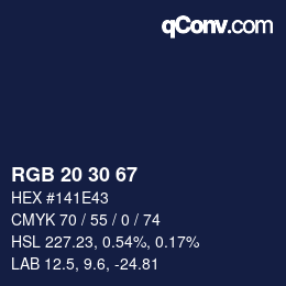 カラーコード: RGB 20 30 67 | qconv.com