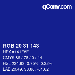 Color code: RGB 20 31 143 | qconv.com