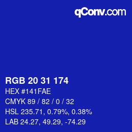 Color code: RGB 20 31 174 | qconv.com