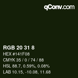 カラーコード: RGB 20 31 8 | qconv.com