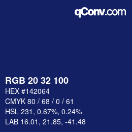 Color code: RGB 20 32 100 | qconv.com