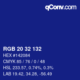 カラーコード: RGB 20 32 132 | qconv.com