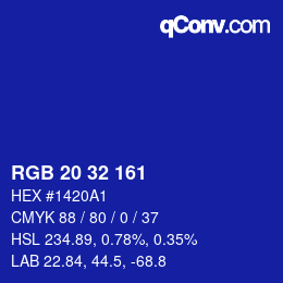 Color code: RGB 20 32 161 | qconv.com