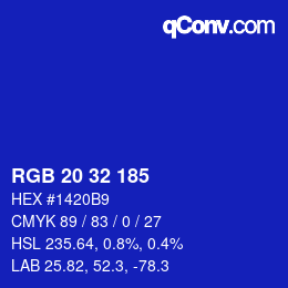 カラーコード: RGB 20 32 185 | qconv.com