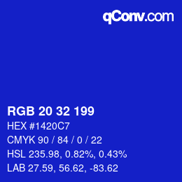 Color code: RGB 20 32 199 | qconv.com