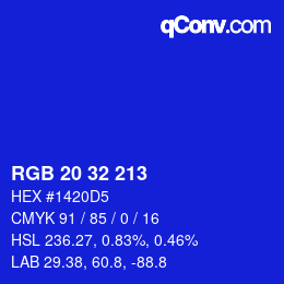 Color code: RGB 20 32 213 | qconv.com