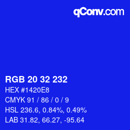 Color code: RGB 20 32 232 | qconv.com