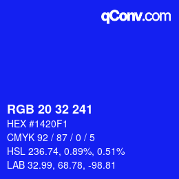 Color code: RGB 20 32 241 | qconv.com