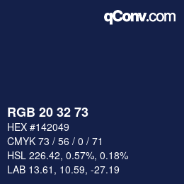 Color code: RGB 20 32 73 | qconv.com