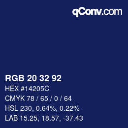 颜色代码: RGB 20 32 92 | qconv.com