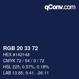 Color code: RGB 20 33 72 | qconv.com