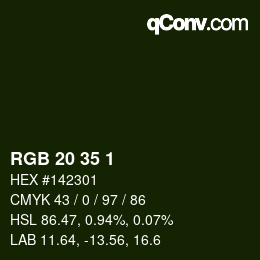 Color code: RGB 20 35 1 | qconv.com