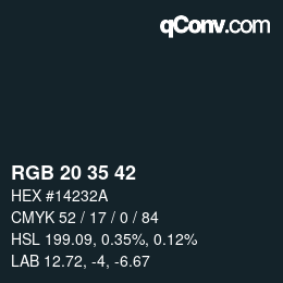 Color code: RGB 20 35 42 | qconv.com
