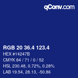 カラーコード: RGB 20 36.4 123.4 | qconv.com