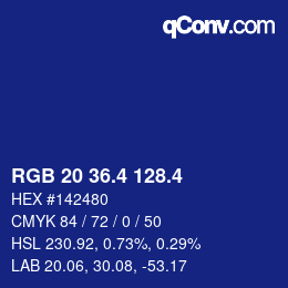 カラーコード: RGB 20 36.4 128.4 | qconv.com
