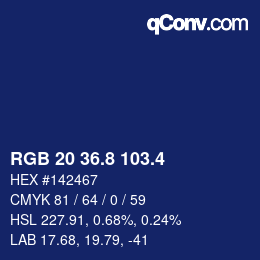 カラーコード: RGB 20 36.8 103.4 | qconv.com