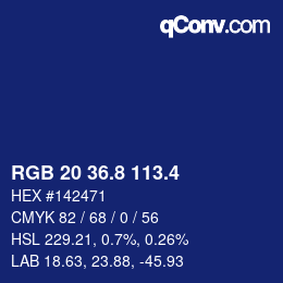 カラーコード: RGB 20 36.8 113.4 | qconv.com