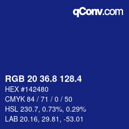 カラーコード: RGB 20 36.8 128.4 | qconv.com