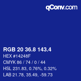 カラーコード: RGB 20 36.8 143.4 | qconv.com