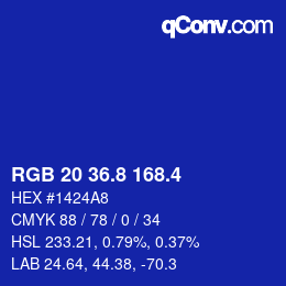 カラーコード: RGB 20 36.8 168.4 | qconv.com