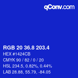 カラーコード: RGB 20 36.8 203.4 | qconv.com