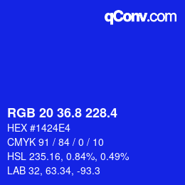 カラーコード: RGB 20 36.8 228.4 | qconv.com