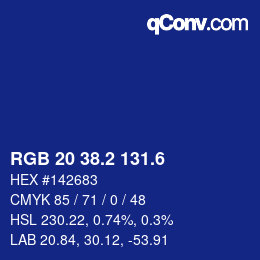 カラーコード: RGB 20 38.2 131.6 | qconv.com