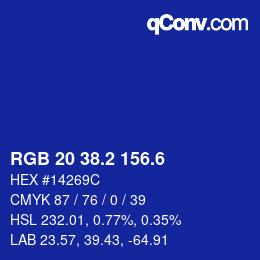カラーコード: RGB 20 38.2 156.6 | qconv.com