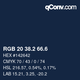 カラーコード: RGB 20 38.2 66.6 | qconv.com