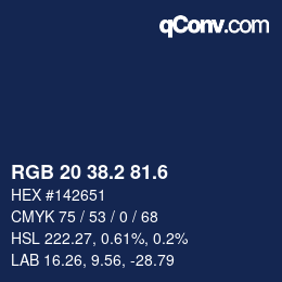 カラーコード: RGB 20 38.2 81.6 | qconv.com