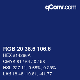 カラーコード: RGB 20 38.6 106.6 | qconv.com