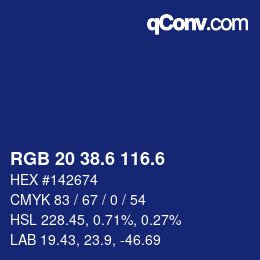 カラーコード: RGB 20 38.6 116.6 | qconv.com