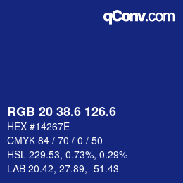 カラーコード: RGB 20 38.6 126.6 | qconv.com