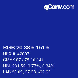 カラーコード: RGB 20 38.6 151.6 | qconv.com