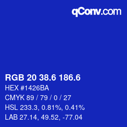 カラーコード: RGB 20 38.6 186.6 | qconv.com