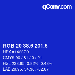 カラーコード: RGB 20 38.6 201.6 | qconv.com
