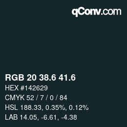 カラーコード: RGB 20 38.6 41.6 | qconv.com