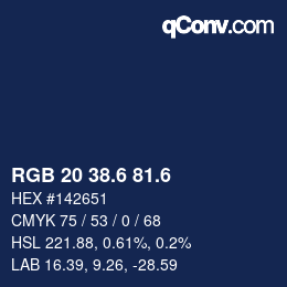 カラーコード: RGB 20 38.6 81.6 | qconv.com