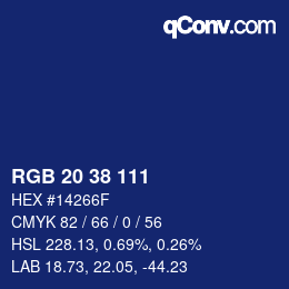 颜色代码: RGB 20 38 111 | qconv.com