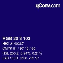 カラーコード: RGB 20 3 103 | qconv.com